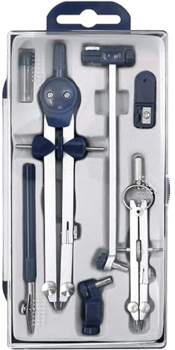 DPCDAN Mathe-Zirkel aus Edelstahl, 7 Teile/Set, Mathe-Geometrie-Zeichenzubehör, Zeichenkompass mit Einstellrad und Verlängerungsbalken