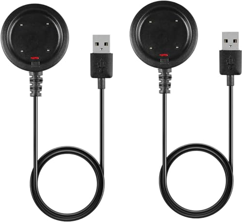 RuenTech Ladekabel kompatibel für Polar Ignite/Ignite 2/Grit X/Grit X Pro Ladegerät Kabel, USB Portable Cord Ersatzkabel für Polar Vantage V V2/Vantage M M2 Ladekabel (Schwarz+Schwarz)
