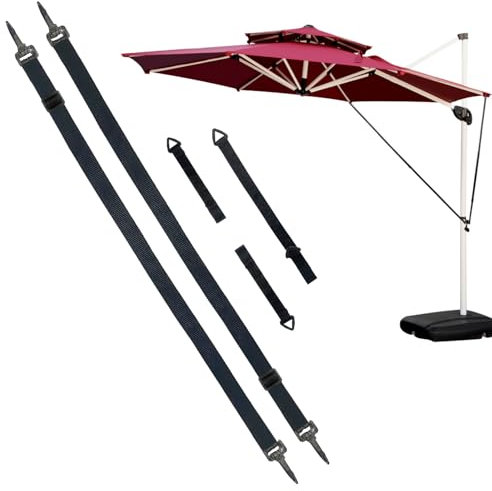 Fixed Straps for Large Outdoor Umbrella, Wind Protection Fixed Band Wind Lock for Outdoor Garden Cantilever Parasols Adjustable Black