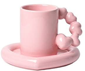 Wasserbecher, herzförmige Tassen mit Untertassen für Kaffee, kreatives Set aus Keramiktasse und Untertasse, süßer Tee-Milchbecher, Geschirr, einzigartiges Hochzeitsgeschenk