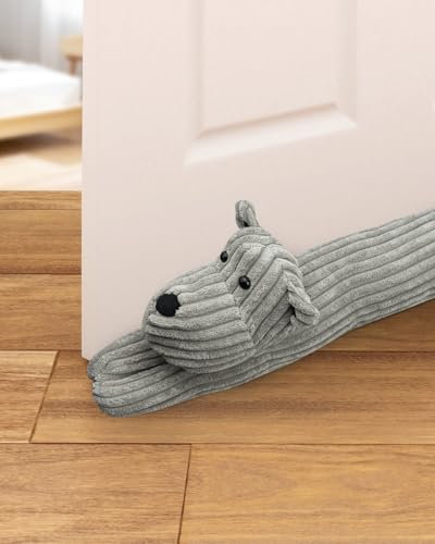 Zugluftstopper für Türen 91cm, 1.1KG Schwer Zugluftstopper Tür, rutschfest und verschleißfest türzugstopper, Schalldämmung, Winddicht, lichtblockierend, Windstopper für Fenster & Tür(Graues Hündchen)
