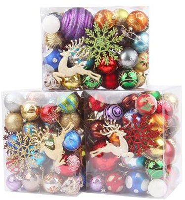 AKTOUR Set di 70 anelli ornamentali infrangibili da appendere all'albero di Natale, per decorazioni da appendere in vetro colorato (taglia unica)