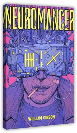 HACERR Poster Neuromancer Buch, Motiv: Neuromancer Roman Buchhülle, Neuromancer, Kunstwerk, Neuromancer, Sci-Fi-Kunst, Leinwand-Poster, Schlafzimmer, Dekoration, Landschaft, Büro, Raumdekoration,