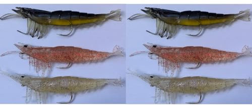 kit 6 gamberi in gomma esca siliconica artificiale pesca spigola vertical jig