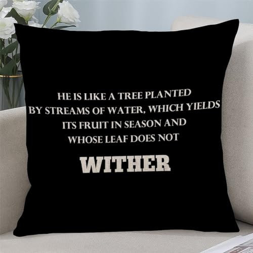 Yelolyio Kissenbezug mit Zitaten He Is Like A Tree Planted by Streams of Water, quadratisch, für Zuhause, Sofa, Couch, Auto, Wohnzimmer, Stuhl, Bauernhaus, Büro, 55,9 x 55,9 cm