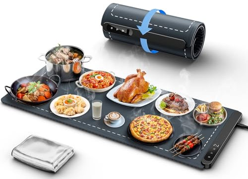 NLFDBFSH XXL 36x16 Extra Large Warming Mat for Food (Insulated Mat Included), Food Warming Mat with 6 Temperature Settings and 6 Hour Timer, Electric Warming Trays for Buffets Party, Home Use