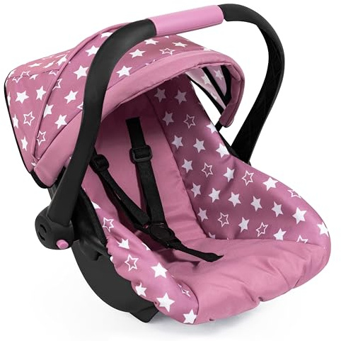 Bayer Design Deluxe Doll Car Seat with Sun Canopy, Portable Travel Carrier for 18 inch Dolls, Rocker, Carry Handle
