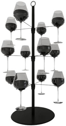 Arbre à cocktail, verre à vin pour dégustation de boissons, 3 niveaux – 12 supports pour cocktails à champagne, martini, cocktail (noir)