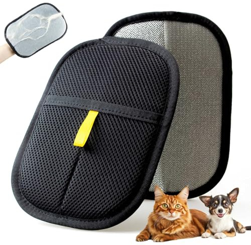 POUPUA Thickened Pet Hair Removal Glove - Electrostatic Cat Dog Hair Remover Glove, Reusable Magic Brush Pet Hair Remover Tool for Couch, Carpet, and Car Seat (Black,1 Pack)