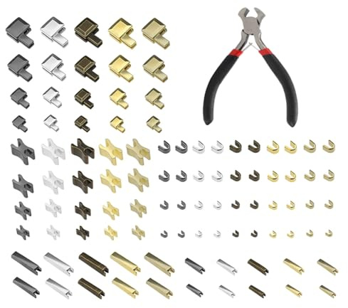100 PCS Zipper Repair Kit, Zipper Pull Replacement Kit with Zip Install Plier, Insertion Pin Zippers Bottom 5 Colors 4 Sizes,Metal Zippers Head Slider Retainer Universal Zip Stopper Ends for DIY Craft