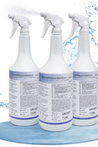 KK Schnelldesinfektion Spray Duft Classic – Hochwirksames Desinfektionsmittel 3x 1L Flasche für Flächen & Oberflächen – Wirksam gegen Bakterien, Viren & Pilze – Ideal für Haushalt, Praxis & Gewerbe