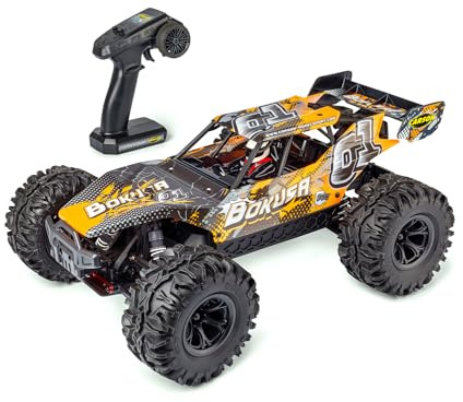 Carson 1:10 XL Bokusa – RC Brushless Buggy, 4WD Allradantrieb, 3900kV Brushless Motor, bis 50 km/h, RTR Fahrfertig, Metall-Differentiale, Öldruckstoßdämpfer, Orange