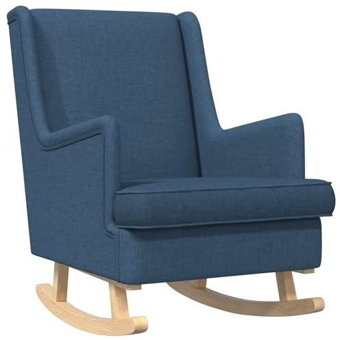 vidaXL Schaukelstuhl Blau 62 x 80 x 85 cm Stoff, Polster-Schaukelstuhl, stylische Sitzgelegenheit mit Holzläufern, modernes Design für Wohnzimmer und Schlafzimmer