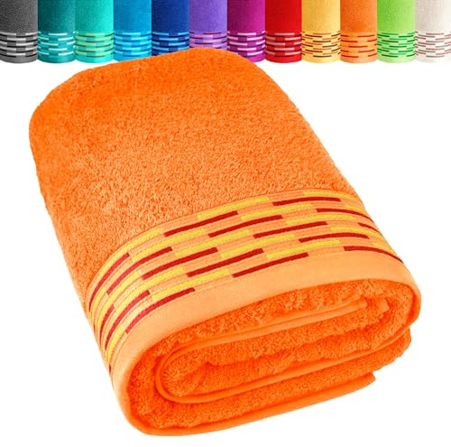 Lashuma Strandtuch Baumwolle 90x180 cm, Lugano Frottee Badetuch Orange