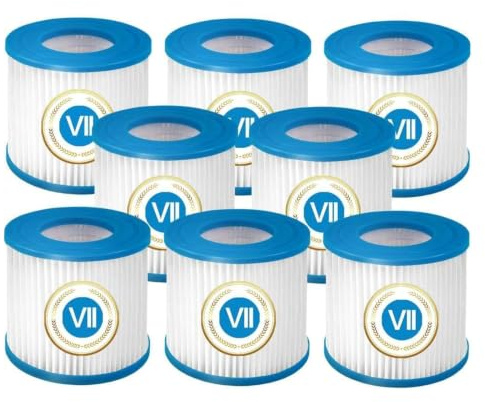 SamLng Sostituzione Cartuccia Filtro Piscina Tipo VII, Compatibile con Intex, Tipo D 530GPH 58283E, Compatibile con Bestway, 58385E, Adatto A SFS-350 600 RP-350 400 600 RX-600(VII-8PCS)