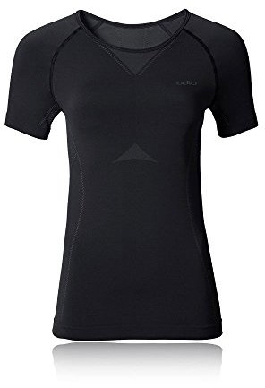 Damen Unterhemd Shirt s/s Crew Neck Evolution Light, Black - odlo Graphite Grey, XL, 184001