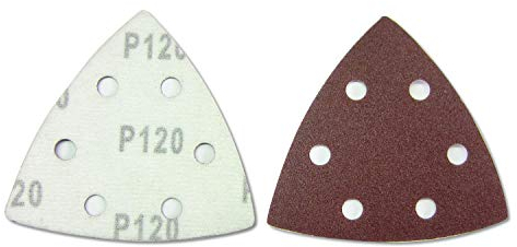 25 x HKB ® Schleifdreiecke, 93x93x93mm, 6-Loch für Delta-Schleifer, K120, Schleifmittel Korund, Hochwerige Profi-Qualität, feiner und riefenfreier Schliff, Hersteller HKB, Artikel-Nr. 181645