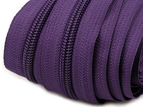 6 m endlos Reißverschluss 5 mm Laufschiene + 15 Zipper Meterware teilbar Farbwahl (lila)