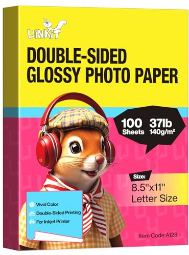 Uinkit Double-Sided Glossy Photo Paper, 8.5 x 11, 100 Sheets, 140gsm