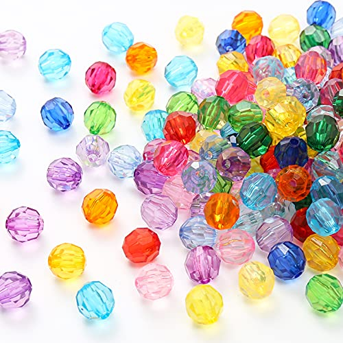 DAHI acryl Perlen zum auffädeln bunt 8mm Kügelchen ca.810stk - 200g gemischte acryl Glasperlen für Charms Schmuckarbeiten Armbänder Halsketten (perlen-D)