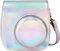 Leebotree Caméra Housse Compatible avec Appareil Photo Instantanés Instax Mini 12 11, Pochette Caméra Sacoche Rangement Protection Cuir PU Lisse avec Bandoulière et Poche Intégrée (Argent Magique)