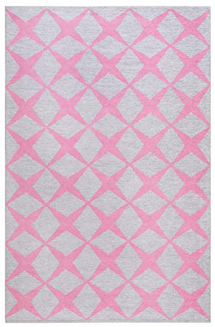 Esprit Home, Moderner Kurzflor Teppich - Läufer aus Baumwolle für Wohnzimmer, Flur, Schlafzimmer, Tender Love, Caledon (60 x 100 cm, Sand grau rosa)