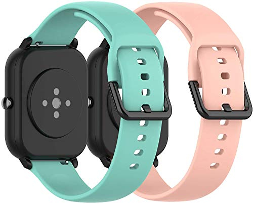 Ruentech Kompatibel mit Umidigi Uwatch GT/Umidigi Uwatch 3 Ersatzarmband Armband Silikon Band Ersatzband Zubehör (klein, Pink+Blaugrün)