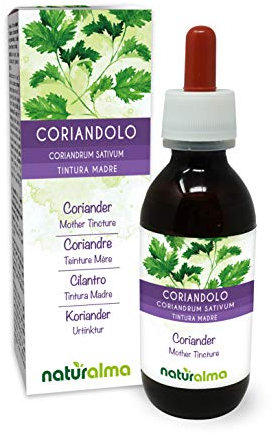 Koriander (Coriandrum sativum) Früchte Alkoholfreier Urtinktur Naturalma - Flüssig-Extrakt Tropfen 120 ml - Nahrungsergänzungsmittel - Veganer