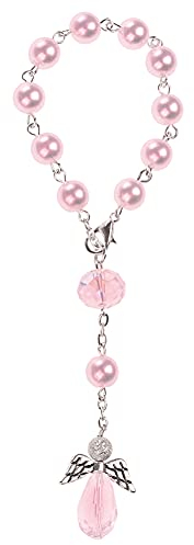 Fritz Cox Autorosenkranz Angel rose | rosa Auto-Schutzengel mit Verschluss | kleiner Kristallengel für den Rückspiegel | auf schöner Geschenkkarte als Geschenk gepackt | Schutz für die Reise