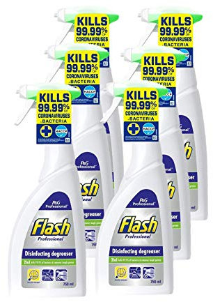 6 x Flash Professional Disinfecting Degreaser Spray 750ml