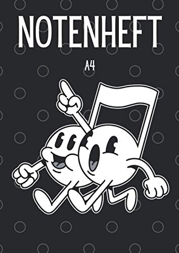 Notenheft A4: Schreibheft mit Notenlinien | Notizbuch für Musiker, Lehrer und Schüler | Klavier, Gitarre mit Hilfslinien | 120 Seiten