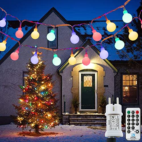 [120 LED] Lichterkette Kugel, 12M 8 Modi und Merk Funktion,lichterketten außen/innen mit Stecker, ideale party deko, kinderzimmer, balkon,weihnachtsbeleuchtung usw. (Bunt)