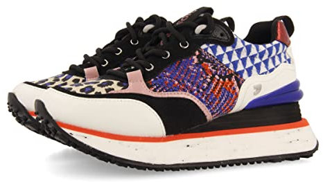 Sneakers multicolor da donna bonnal con parti bianche e nere e mtoivi rossi, azzurri e rosa