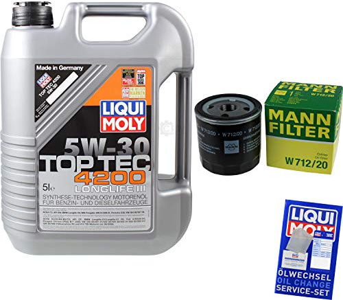 EISENFELS 69315015 Filter Set Inspektionspaket 5 Liter Motoröl für Quattro | Motoröl LIQUI MOLY Top Tec 4200 5W-30 Ölfilter