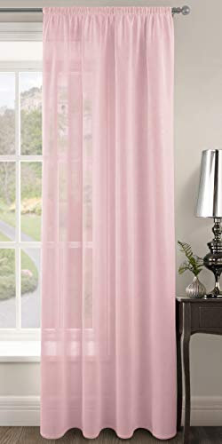 Plain Voile Woven Slot Top Premium Sheer Voile Panel - Internal Door Curtains, Patio Door Curtains, Privacy Window Voiles (Baby Pink, 59 Width x 54 Drop)