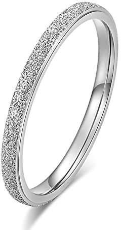 Hoisy Zarter Ring Damen, Tosh Ring Silber Gefrostet Silber Größe 57 Eheringe Antragsring für Frauen