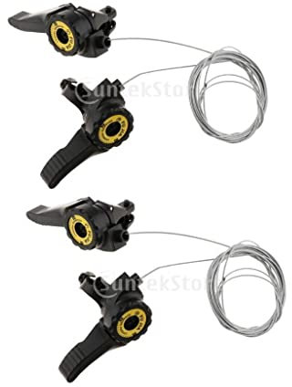 2X 1 Paire 3x5/6/7 Vitesses Levier de Changement de Vitesse à Friction avec Câble