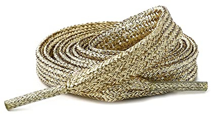 Jilibaba Cordones planos metálicos brillantes con purpurina de 8 mm de ancho, cordones de repuesto para zapatos deportivos y botas