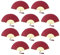 FANSOF.FANS Pack of 10 Fabric Handheld Fan with a Tassel Grade A Bamboo Ribs Party wedding Favour (Dark Red, Maroon)
