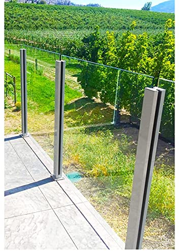 ALOBY Geländer Aus Glas Pfostenklemme, Schwerlast Treppengeländer, Rostfreier Stahl Poolzaun Aus Glas Zum Außen Innere Balkon/Garten Deck-Handlauf (Color : Mid Post, Size : 85cm)