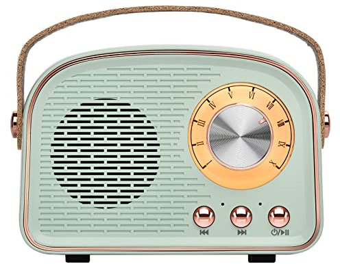 Aresrora Enceinte Bluetooth rétro sans fil vintage pour l'extérieur, compatible avec jumelage TWS/U-Disk/carte TF/AUX pour la maison, les voyages, l'extérieur (cyan)
