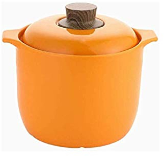 YANYUESHOP Grands Pots de Cuisson enduits d'émail de Porcelaine de Casserole Jaune, Casserole en céramique avec Couvercle Jaune et poignées Doubles, 27,4 * 17,5 * 20,7 cm