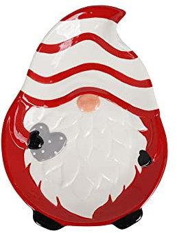 MAZZEO CHRISTMAS Piatto Natalizio con Gnomo in Ceramica 22 cm