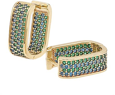 KONFEN Ohrringe Creolen Gold, Ohringen Damen Klein mit Zirkonia Strass, Ohrring Hoop Earrings Ohr Creolen, Ohringe Ohrboutons Oringe Hypoallergen Geometric Ohrmuschel Schmuck für Mädchen (Gold)