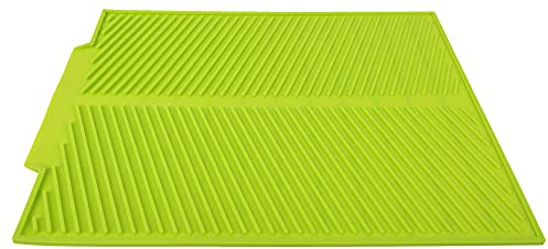 MOUMOUTEN Folding Draining Board Mat, Extra Large Dish Drying Mat Premium Heat Resistant Silicone Pad, Sink Drainer Mats for Kitchen Dishes Universal Drain Board(Green)