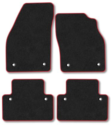 Volvo S40 (2003-2012) Carpet Car Mats | Red Edge Trim Tailored Fit Floor Mats Full Coverage Protection Accessories Easy Clean Anti Slip Made in the UK
