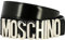 Moschino Schwarzer Gürtel Lack Logo groß Silber tg 48, Schwarz , 42