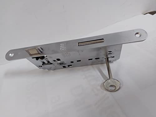 Serratura AGB GRANDE PATENT Con CATENACCIO E50 - FRONTALE 22X238MM CROMO SATINATO - MISURA CASSA 75X170MM, Scrocco reversibile - CIFRATURA CHIAVE NON OPZIONABILE