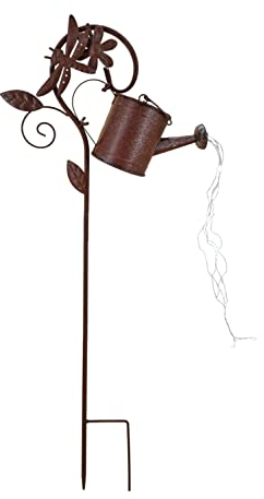 abc HOME | Gartenstecker Gießkanne | LEDs | Solarpanel | Lichtsensor | 80 cm H