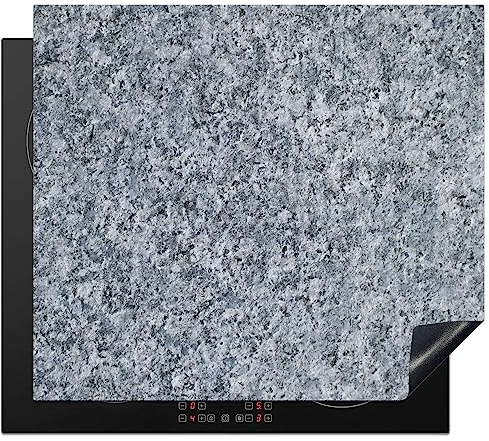 KitchenYeah© Herdabdeckplatte Einteilig Ceranfeld Abdeckplatte Küche Deko Ceranfeldabdeckung Herdabdeckung Induktionsmatte Granit - Stein - Muster - Design - Grau - 59x52 cm